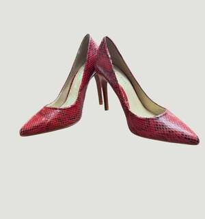 Gianni Bini Larsa Red Snake Print Pointed Toe Stiletto Pumps